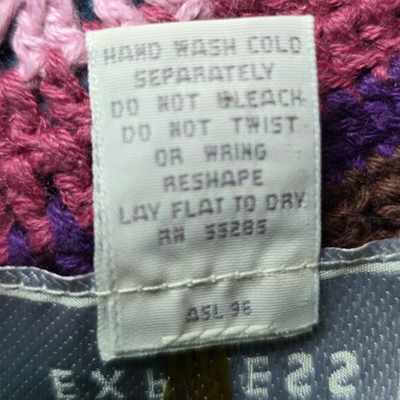 Vintage 90s Express Tricot Granny Square Crochet Sweater L - Picture 9 of 9